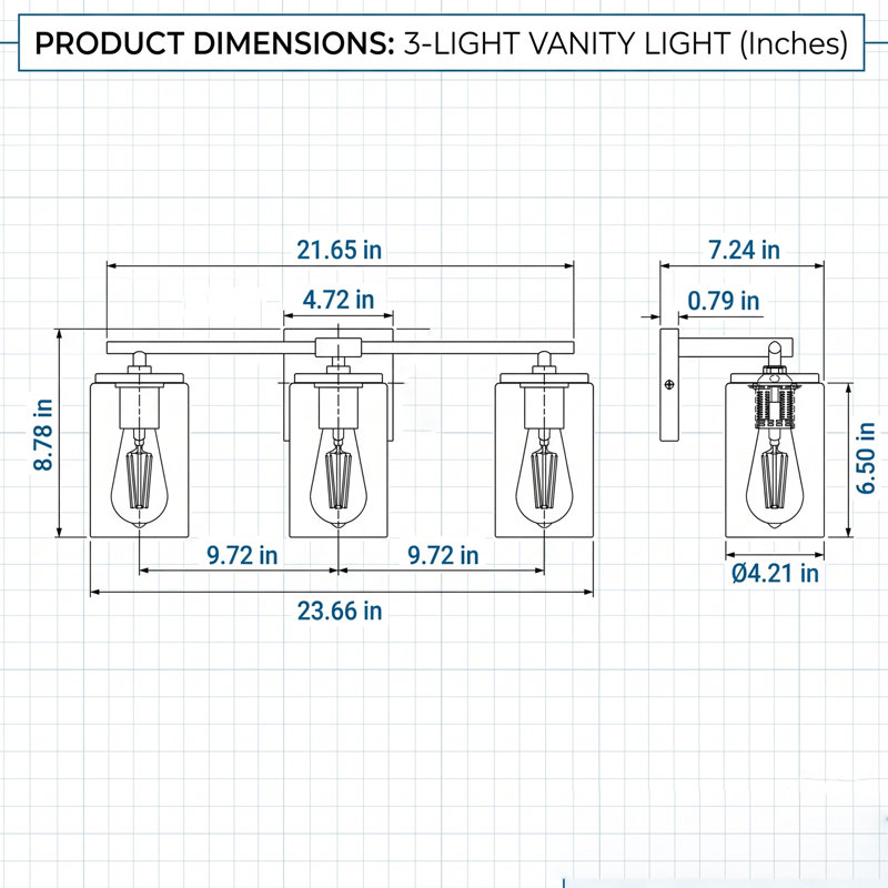Éclairage pour salle de bain 3 lumières avec abat-jour en verre transparent Gabi, Nickel, 3 Lights
