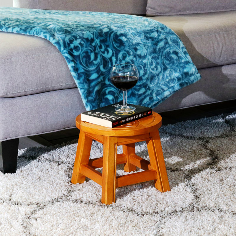 Repose-pieds Shyloh, tabouret en bois, Brun