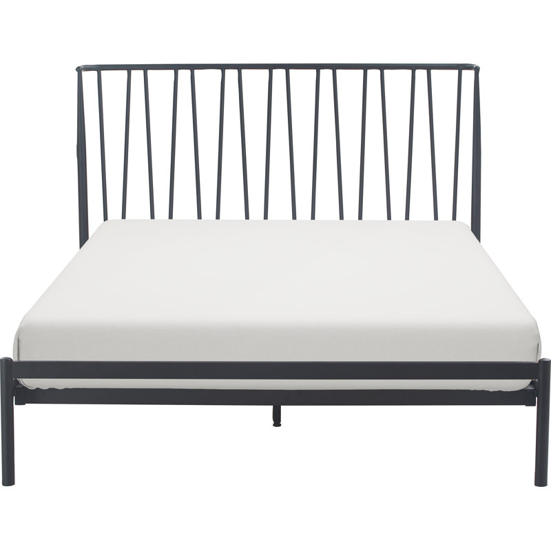 Adore Decor Stella Platform Metal Bed Frame with Curved Metal Headboard, Queen