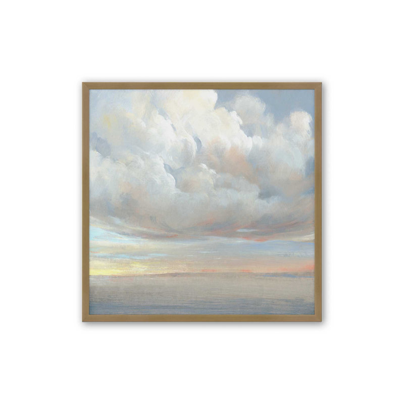 Couches de lumière et de nuages I print, H 13,75 po x l 13,75 po, Cadre ouvert à coins ouverts, or brossé
