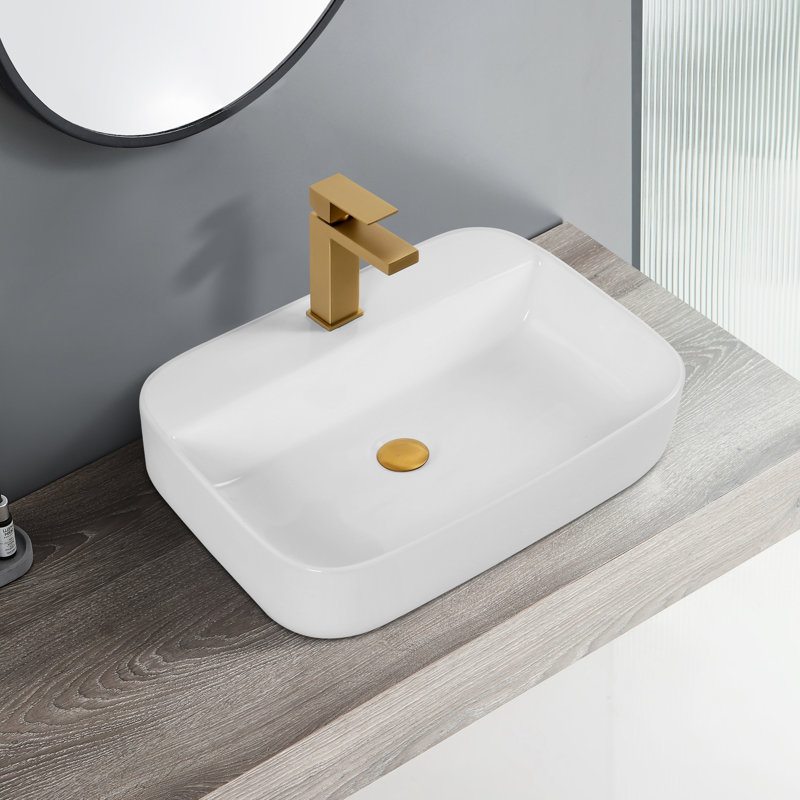 Élégant lavabo de comptoir en céramique blanche - pour une utilisation quotidienne dans la salle de bain blanc, avec un design compact