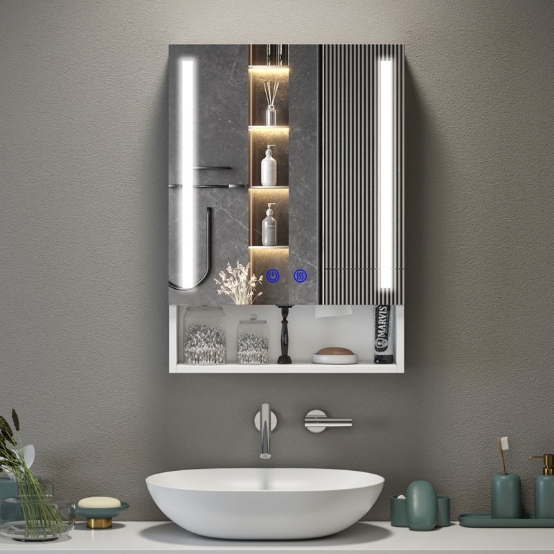 50mm W 70mm H Wall Mounted Required Medicine Cabinet Mirror 4 Adjustable