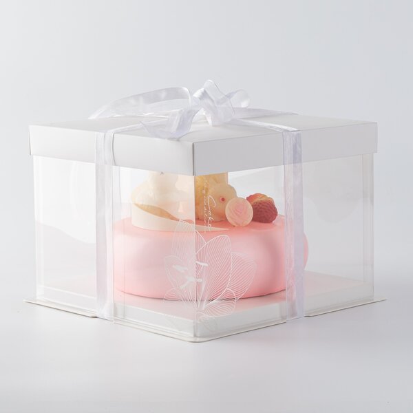 Sweet Vision 10 inch x 6.75 inch Transparent Cake Boxes, 10 Grease Resistant Base Clear Cake Boxes - Disposable, Plastic Birthday Cake Boxes, for Wedd