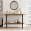 Console d'entrée de 110 cm avec rangement, table basse à 2 niveaux, structure en métal et MDF, brun rustique