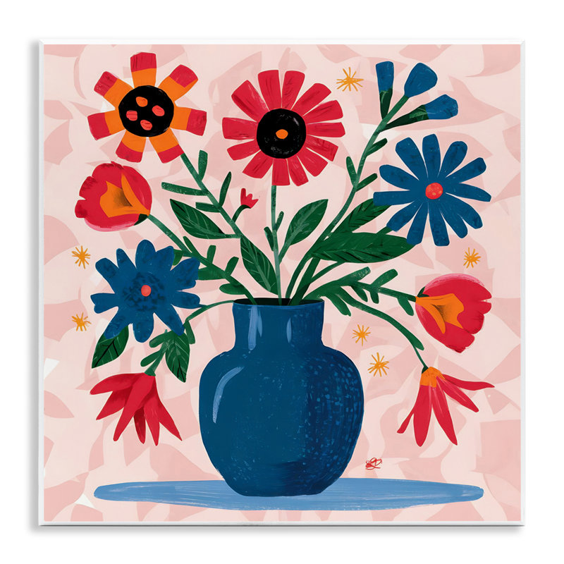  Vibrant Mixed Flowers Wall Plaque Art by LSR Design Studio