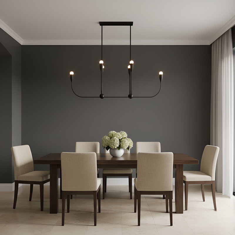 Lustre linéaire à six lumières Maya de Génération Lighting , Nuit noire