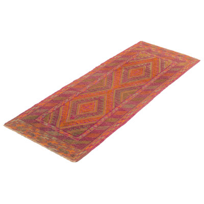 Tapis mauve noué à la main de conception unique 2 pi 6 po x 6 pi 4 po Joeziah