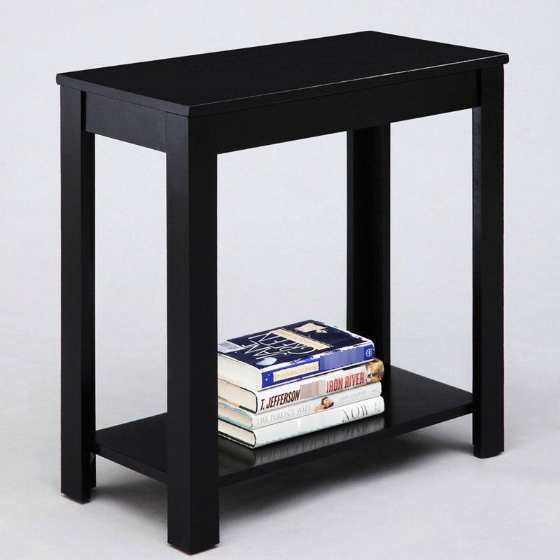 Grande table de bout en bois de 24 po de couleur noire - Classique et rustique, supporte 250 lb de teinte lisse en bois, ce qui correspond à toute capacité de charge solide du sous-sol