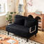 Fauteuil-lit convertible, hauteur 14,05 po, velours doux, noir pour siège de bureau à 39 po à trois fermetures, espace de vie en acier
