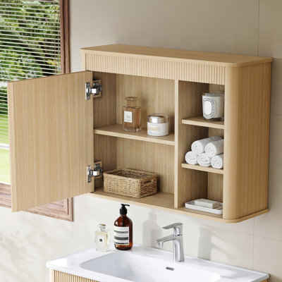 Armoire à pharmacie murale moderne en bois avec miroir Fredson