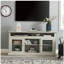 Meuble télé contemporain pour téléviseur de 65 po ou moins avec espace de rangement ouvert et fermé, gris pierre, l 60 po x P 15,75 po x H 29 po