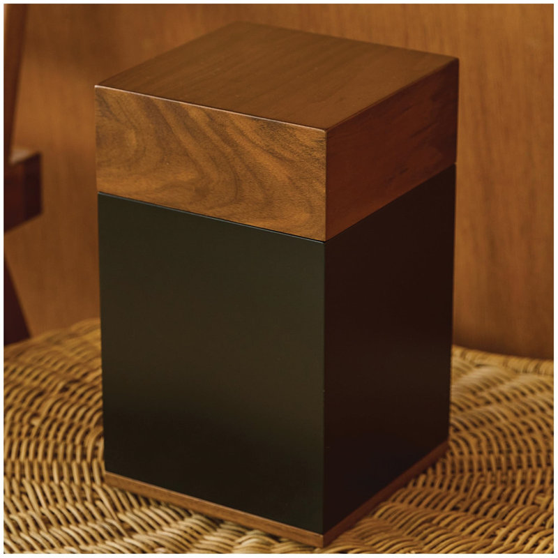 Handcrafted Black and Walnut Wood Cremation Urn Box