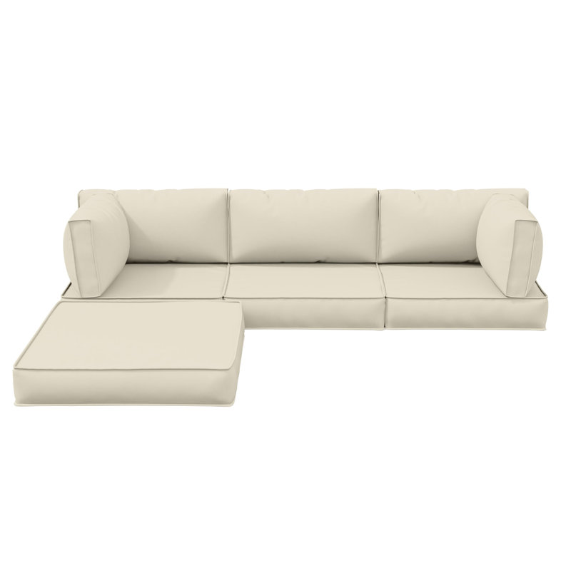 Outdoor 4" Thick Replacement Cushion Set Seat/Back Cushion (Set Of 3 Seats , 3 Backs , 2 Short Backs , 1 Footrest), Cream