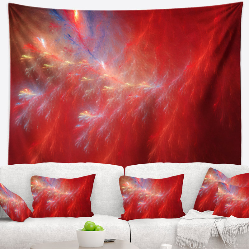 Tapisserie abstraite Mystic Red Thunder Sky, H 32 po x l 39 po