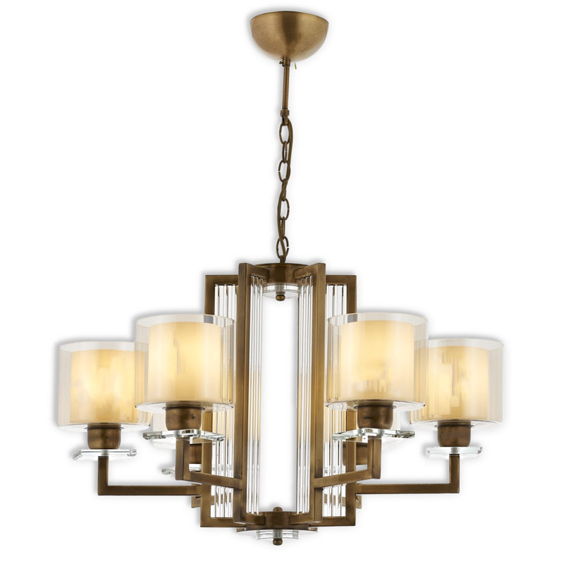 Lustre en métal, 6 lumières, Rétro