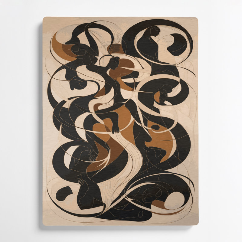 Art mural abstrait en métal beige 86, H 24 po x l 36 po