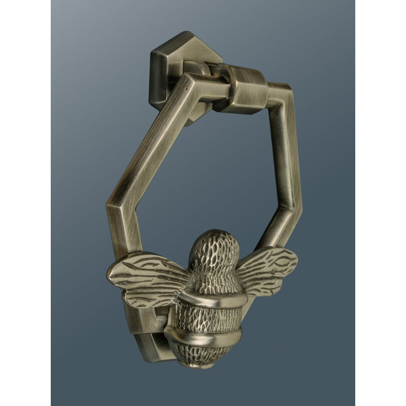Jeannine Black Hexagon Bee Door Knocker, Pewter