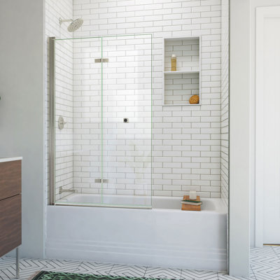 Aqua-Q Fold 36 W X 58 H Frameless Tub Door