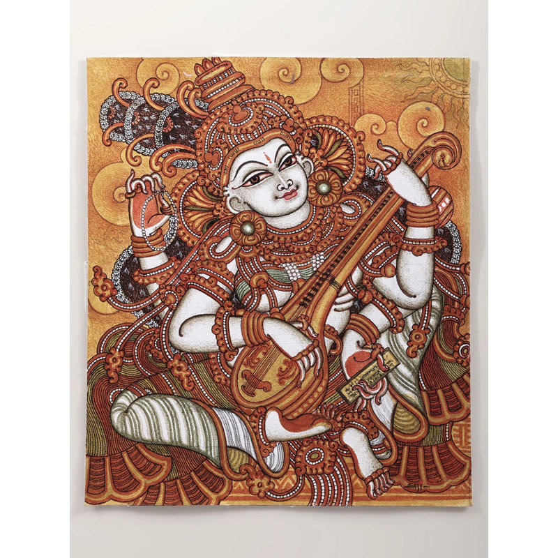 Déesse assise Saraswati | Acrylique sur toile