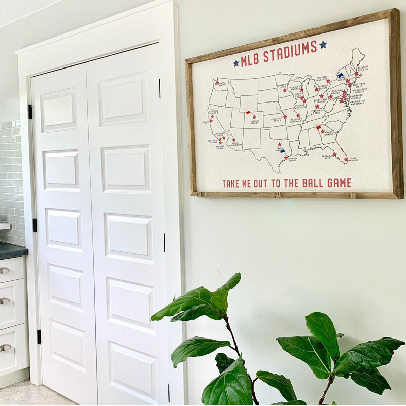 " Mlb Stadium Map ", 24" H x 36" W x 1.5" D