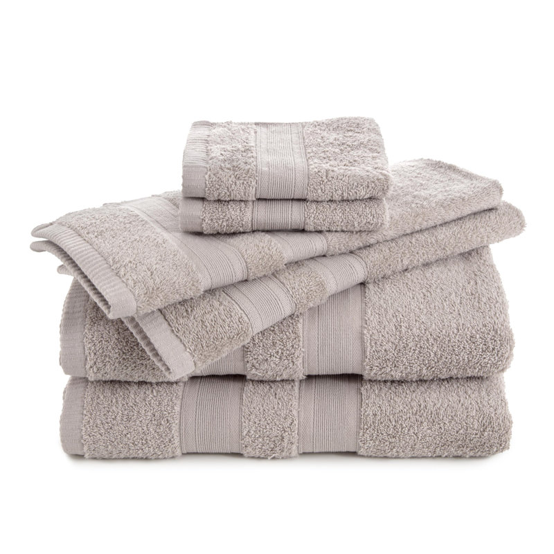 Martex Clean Essentials Solid Low Lint 6-Pack Towel Set, Sand