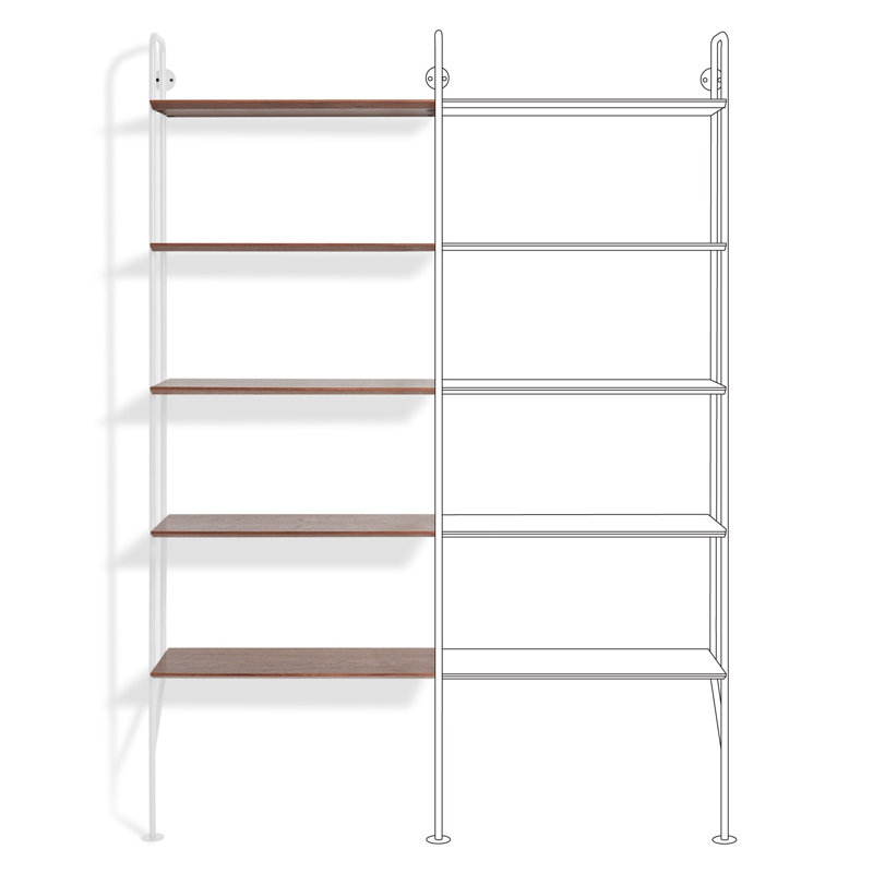 Hitch Bookcase Add-on Kit, White/Walnut