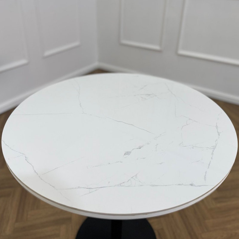 Round Metal Base Dining Table, Black