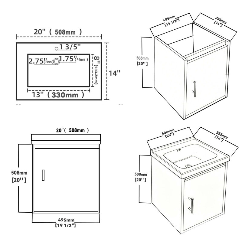 Ensemble de meuble-lavabo mural avec lavabo en céramique et portes à fermeture en douceur pour espaces compacts, Rose