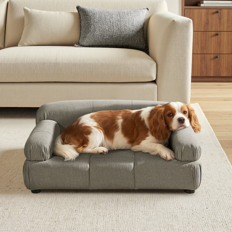 Lit pour animal de compagnie rembourré Marcel, petit ou moyen pour chien ou chat, Gris