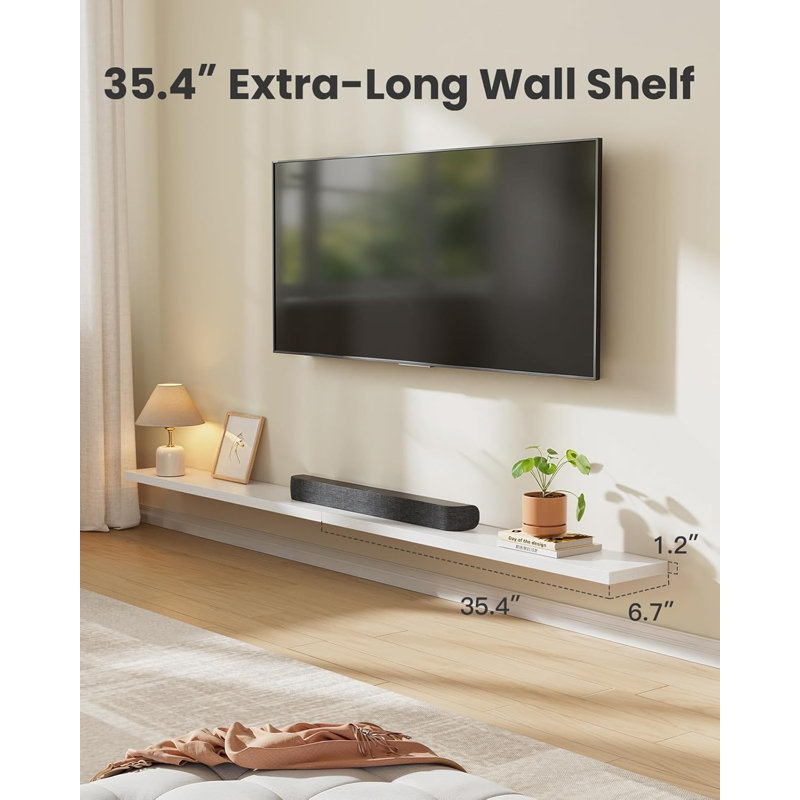 Floating Shelves Set Of 3 - Wall Mounted Shelves For Bathroom, Living Room, Bedroom, Or Kitchen - White Engineered Wood Shelves With Invisible Brackets - Durable & Easy To Install