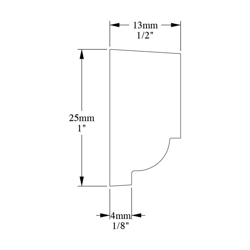 1'' H x 78.75'' W x 0.56'' D Plastic Chair Rail