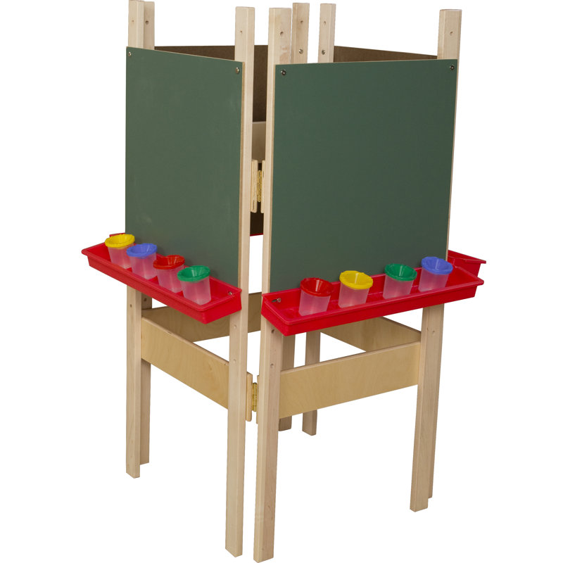 Four-Sided Adjustable Plywood Easel with Chalkboard Surface