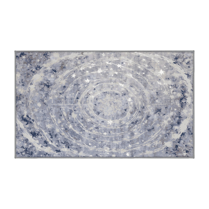 Machine Washable Gray Area Rug, Rectangle 5' x 8'