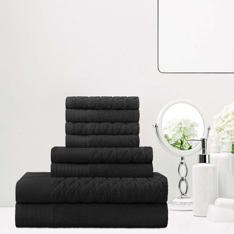 Ensemble de serviettes en coton jacquard Malden, Noir