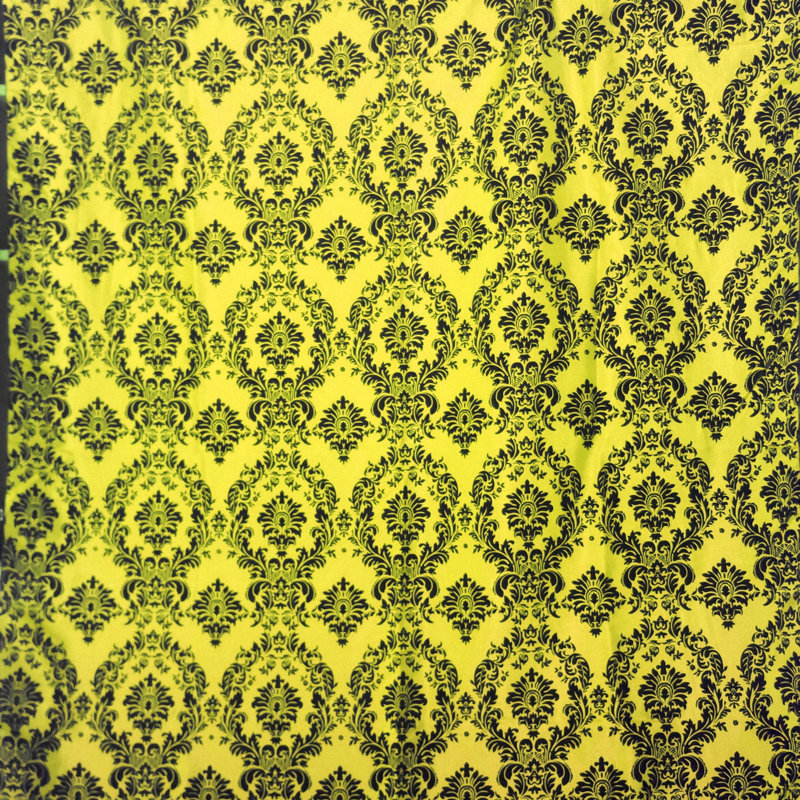 Cantonnière à damas, Noir/jaune, L 120 po x L 9 po