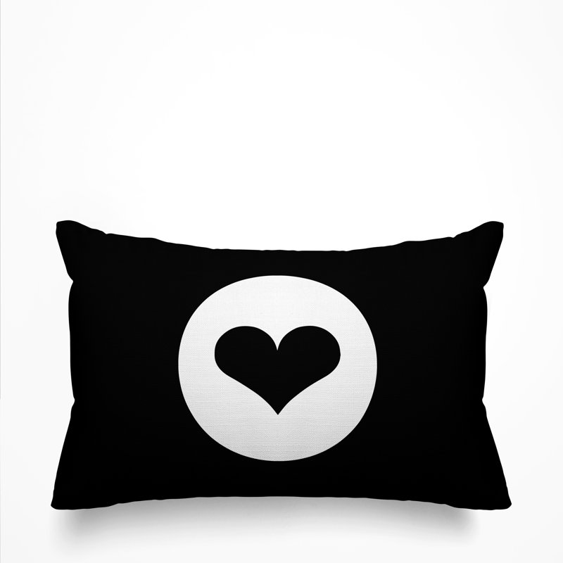 Housse et insert de coussin rectangulaire Sweet Heart, Noir
