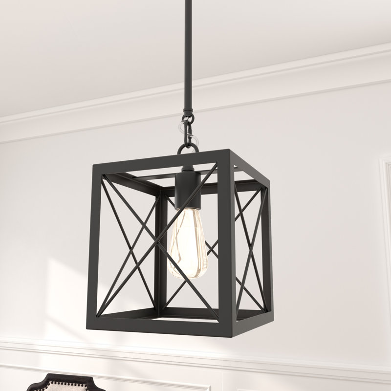 Luminaire suspendu de style lanterne carré / rectangulaire à 1 lumière certifié UL, Zinc vieilli