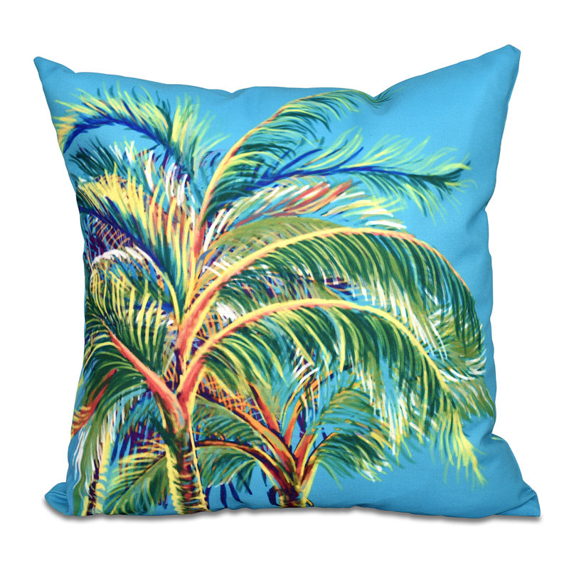 Beach Vacation Floral Reversible Throw Pillow, Turquoise, 26" H x 26" W