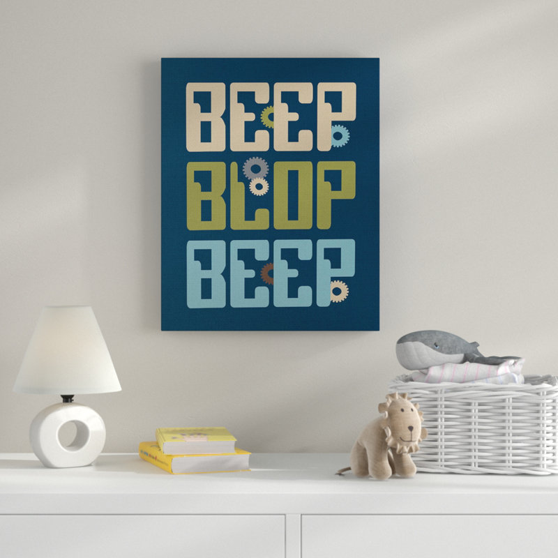 Décoration murale Gupton Fun Robot Kids, Toile tendue, H 30 po x l 24 po x P 1,5 po