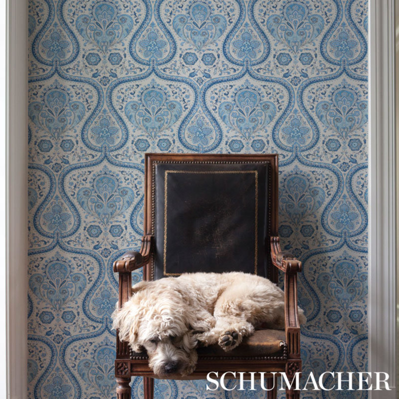 Paisley Court Wallpaper, Blue