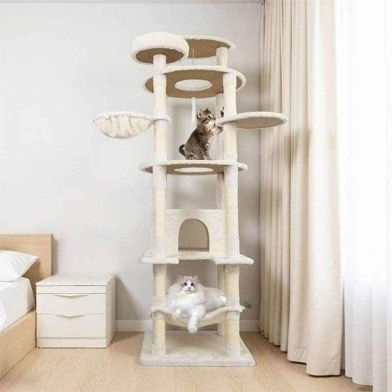 Tour à chat avec grand poteau à griffer en sisal et plateforme