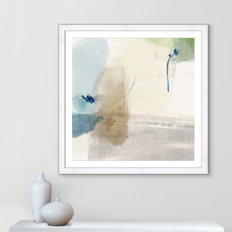 «Aquamarine Whispers II» par Casa Fine Arts, Cadre blanc, H 37,5 po x l 37,5 po