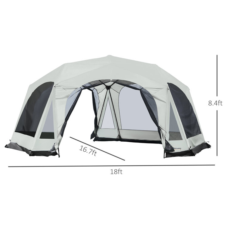 Outssuny Tenda de Campismo Para 3-4 Pessoas Impermeável 426x206x154 cm  Verde - A20-173V01