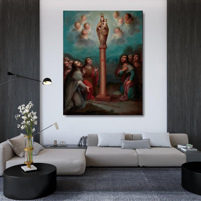"L'apparition de la Vierge d'El Pilar à Saint-James" par Nicolás Enríquez - Art sur toile tendue avec châssis