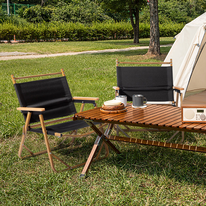 Chaise de camping en aluminium, Noir