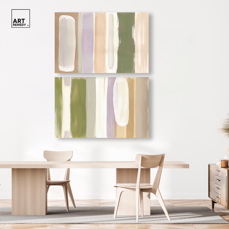 Verdant Stripe Set Canvas Set of 2 Green and Blue Art by , H 36 po x l 54 po, Toile tendue