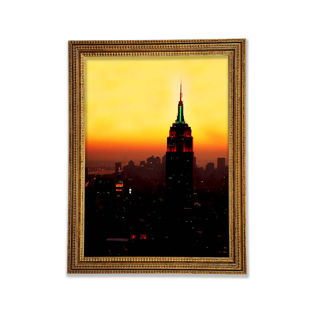 New York City Empire State Building Orange Glow - Einzelner Bilderrahmen Kunstdrucke