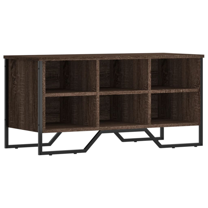 6 Pair Shoe Storage Cabinet, Brown Oak