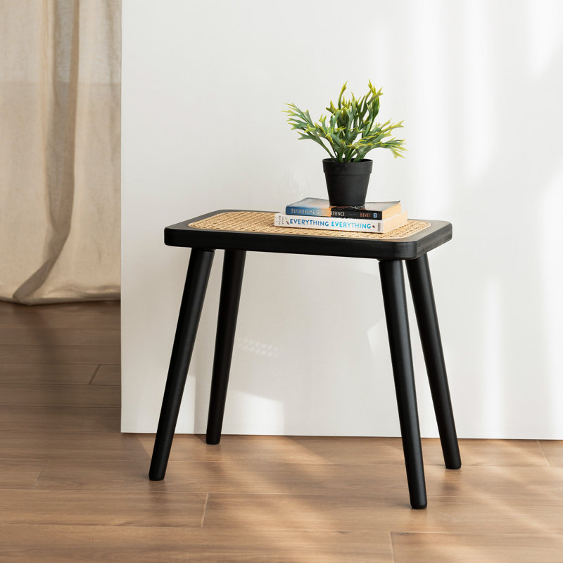 Rattan Accent Stool, Black