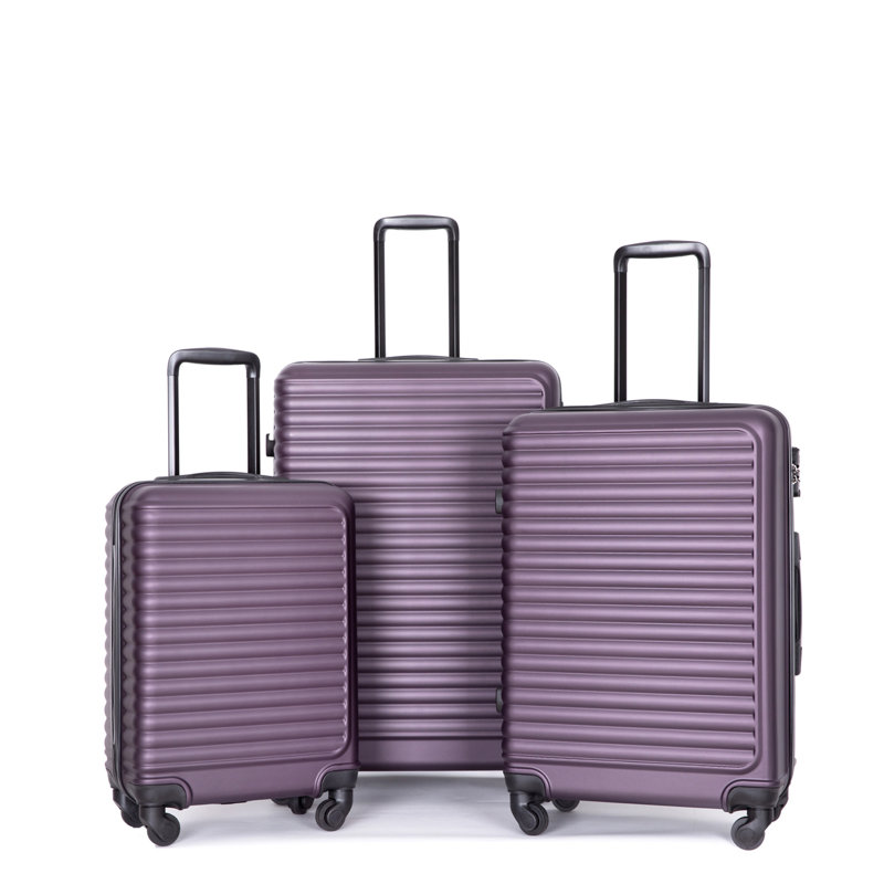 Ensembles de valises 3 pièces, valises à roulettes rigides, ensembles de valises de voyage légères avec verrou TSA, mauve, 20/24/28 pouces